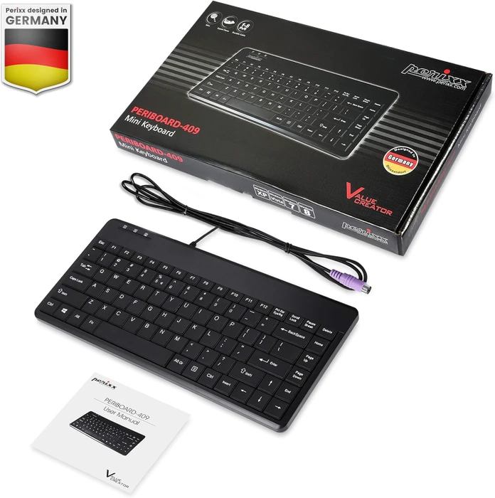 Perixx Periboard-409P, schwarz, PS/2, US