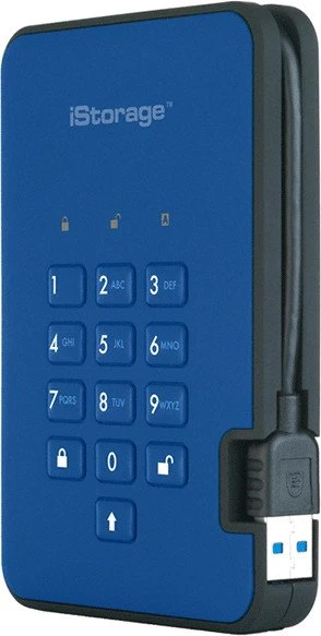 iStorage diskAshur 2 SSD, blau, 2.5", 2TB, USB-A 3.0