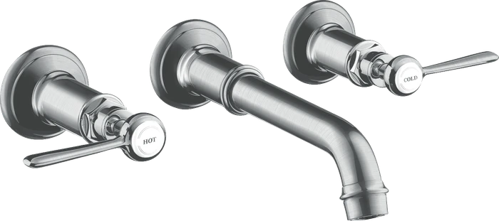 Hansgrohe Axor Montreux 3-Loch Waschtischarmatur für Wandmontage und Hebelgriffen brushed chrome