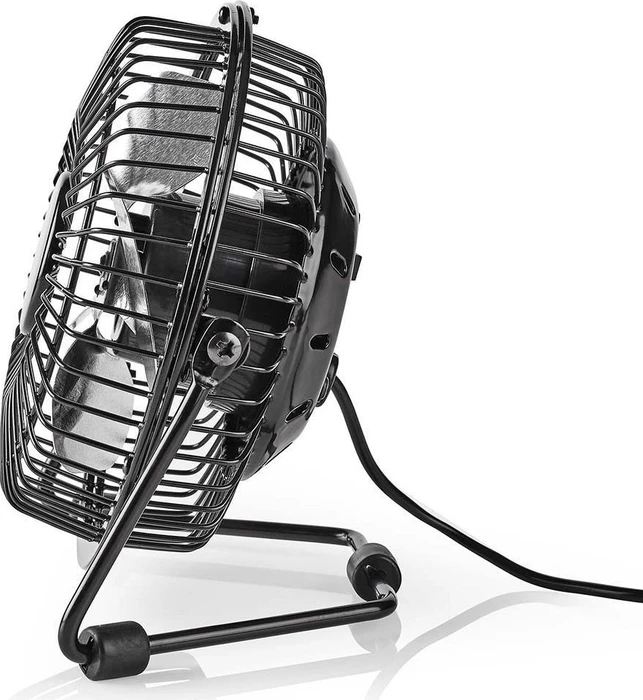 Nedis FNDK1BK10 USB Mini Tischventilator aus Metall 10cm schwarz