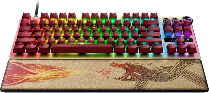 Razer Huntsman V3 Pro Tenkeyless, Counter-Strike 2 Dragon Lore Edition, gold/rot, LEDs RGB, Razer Analog Optical Switch Gen-2, USB, US