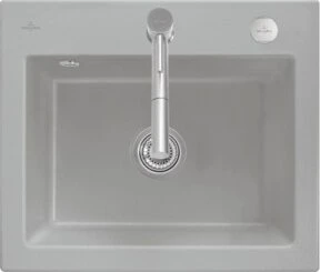 Villeroy & Boch Subway 60 S flat flächenbündig Becken mittig mit Ablauffernbedienung fossil