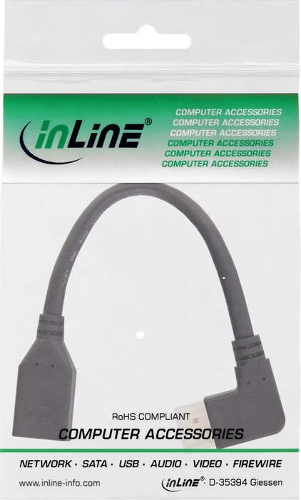 InLine DisplayPort 1.4 Verlängerungskabel 8K4K gewinkelt rechts schwarz, 0.15m