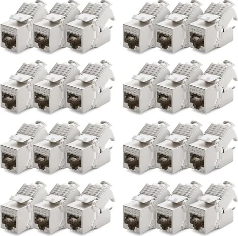 deleyCON Keystone Modul RJ-45 Buchse via Verlegekabel, Cat6a, STP, 24er-Pack