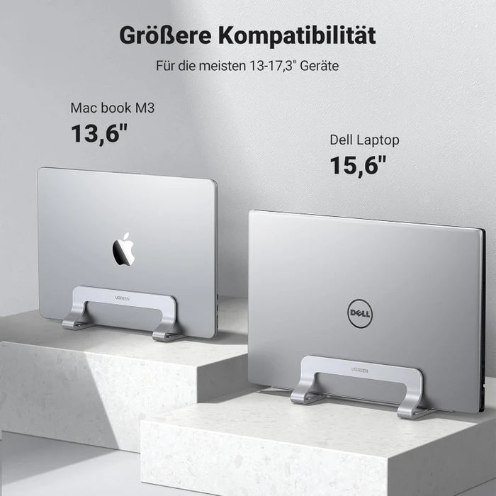 Ugreen Vertikaler Laptopständer, silber, verstellbar