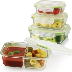 Gourmetmaxx Klick-it Glas Aufbewahrungsbehälter-Set limegreen, 8-tlg.