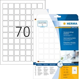 Herma Folienetiketten, 24x24mm, wetterfest, weiß, matt, 25 Blatt (1750 Etiketten)