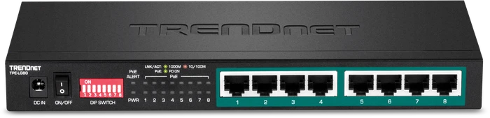 TRENDnet TPE-LG80 Long Range Desktop Gigabit Switch, 8x RJ-45, 65W PoE+