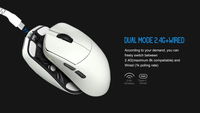 Lamzu MAYA X 8K Wireless Gaming Mouse Cloud Grey, USB