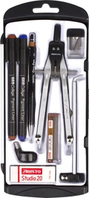Aristo Studio Schnellverstellzirkel Set 9-teilig, silber/schwarz