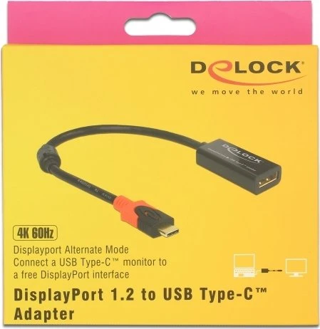 DeLOCK DisplayPort 1.2/USB-C Adapter, 20cm