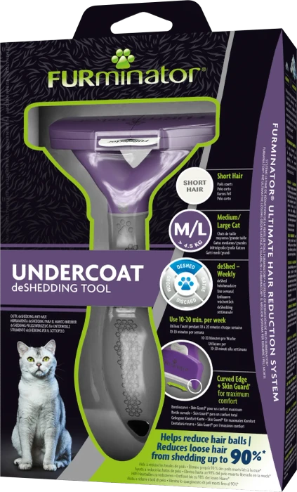 FURminator deShedding Tool für große Katzen mit kurzem Fell, Version 2