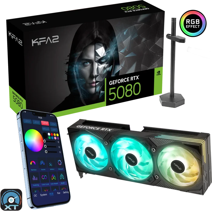 KFA2 GeForce RTX 5080 EX Gamer 1-Click OC 3X, 16GB GDDR7, HDMI, 3x DP