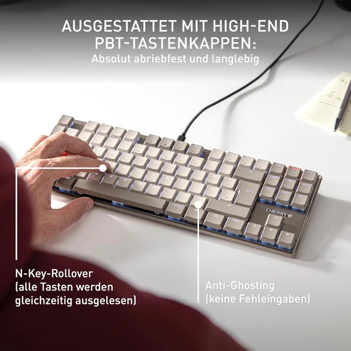 Cherry KC 500 MX LP TKL, warm grey, MX LOW PROFILE 2.0 IVORY, USB, DE