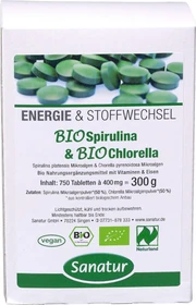 Sanatur Energie & Stoffwechsel Bio Spirulina & Bio Chlorella Tabletten, 750 Stück