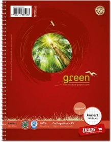 Ursus green Collegeblock, A5, kariert, rot, 160 Blatt