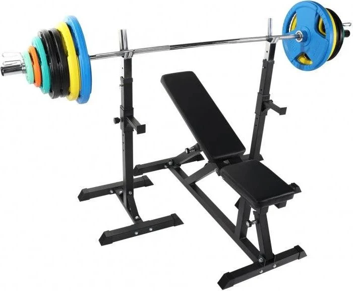 Gorilla Sports Olympia Langhantel Set mit Hantelbank (101061-00009-0001)