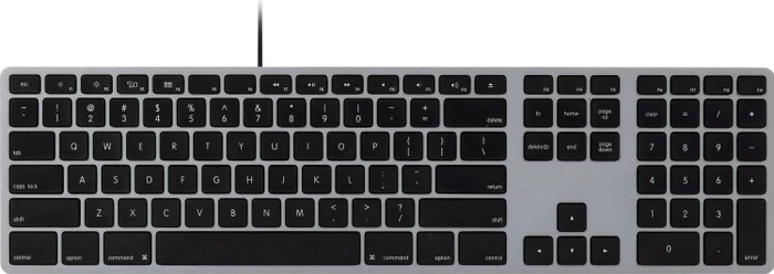 Matias Aluminum Wired Keyboard for Mac (USB-C), Space Gray, USB, US