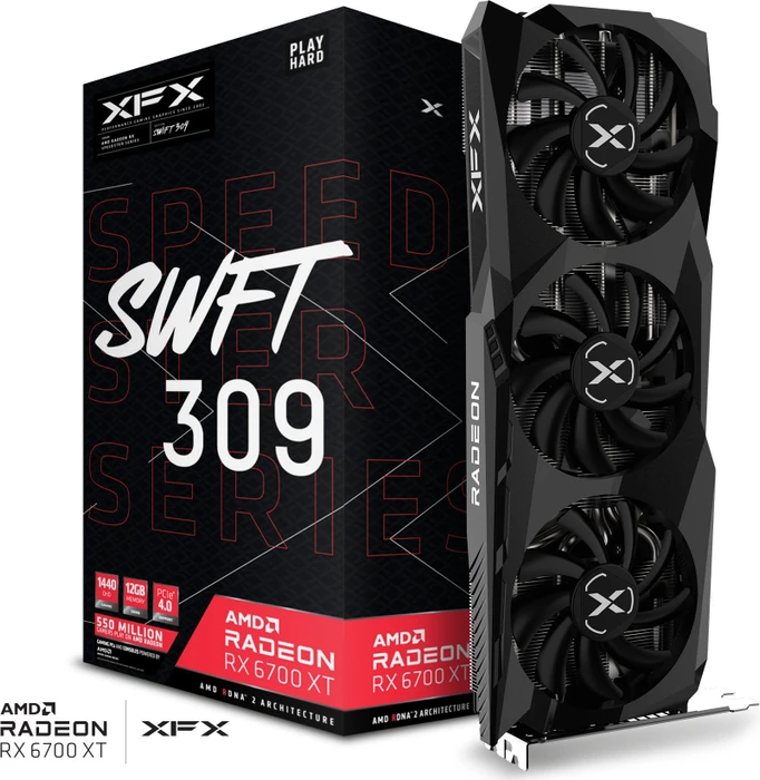 XFX Speedster SWFT 309 Radeon RX 6700 XT Core Gaming, 12GB GDDR6, HDMI, 3x DP