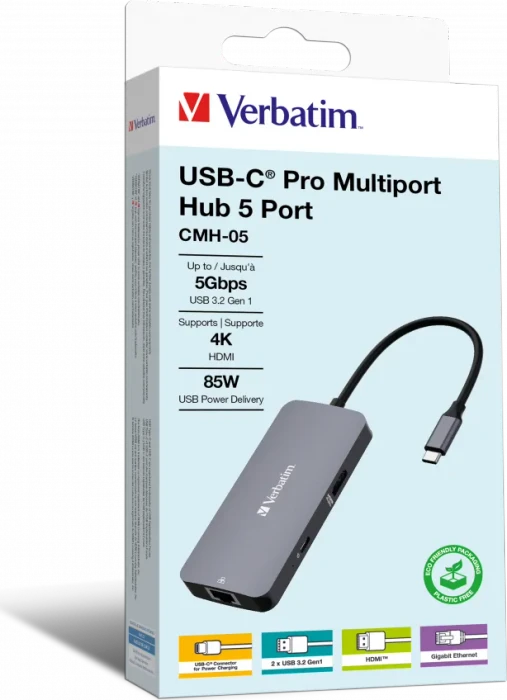 Verbatim USB-C Pro Multiport Hub CMH-05, USB-C 3.0 [Stecker]