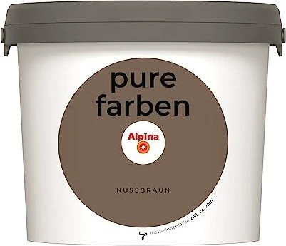 Alpina Farben Pure Farben Wandfarbe innen nussbraun, 2.5l