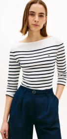 Tommy Hilfiger Slim Fit Shirt 3/4 ecru/dark night navy/stripe (Damen)