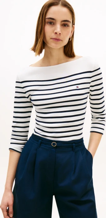 Tommy Hilfiger Slim Fit Shirt 3/4 ecru/dark night navy/stripe (Damen)