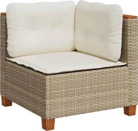 vidaXL Eck-Gartensofa mit Kissen beige