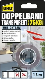 UHU Doppelband transparent, Klebestreifen, 19mm/1.5m, 1 Stück