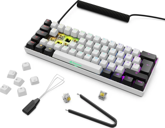 Sharkoon Skiller SGK50 S4 Gen2, White, LEDs RGB, hot-swap, Gateron YELLOW, USB, DE