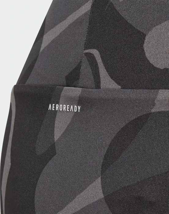 adidas Essentials Aeroready Seasonal Print High-Waist Hose 7/8 black/grey five (Junior)