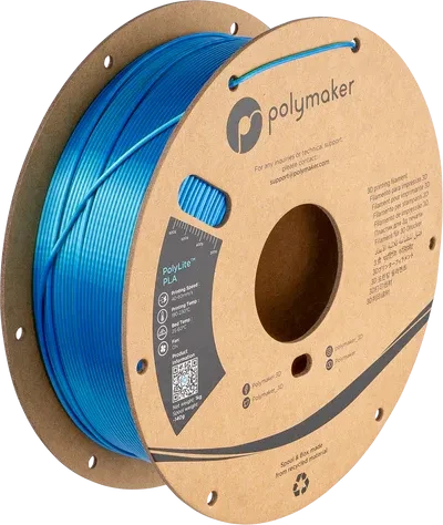 Polymaker PolyLite Silk PLA, Caribbean Sea Blue-Green, Spule, 1.75mm, 1.00kg