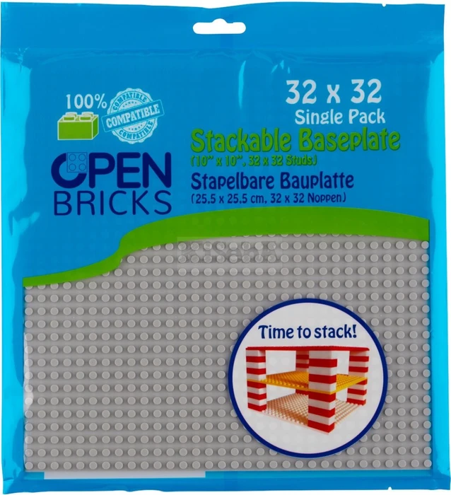 Open Bricks Stapelbare Bauplatte 32x32 Single Pack hellgrau
