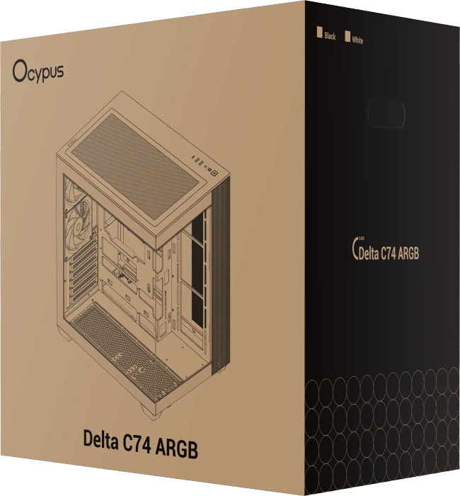 Ocypus Delta C74 ARGB, weiß, Glasfenster