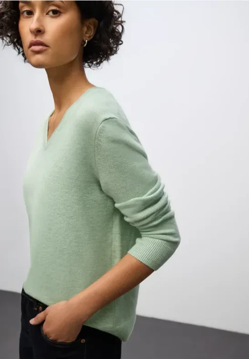Street One Kuscheliger V-Neck Pullover serene green mel. (Damen)
