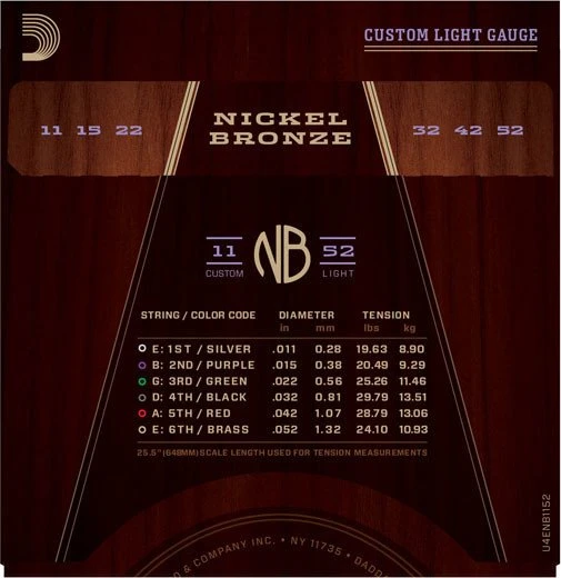 D'Addario Nickel Bronze Custom Light