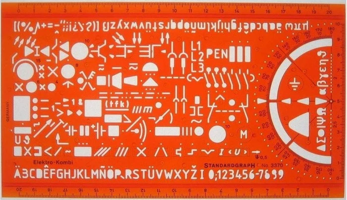 Schneider Standardgraph Elektro-Kombi Schaltzeichen Schablone, orange