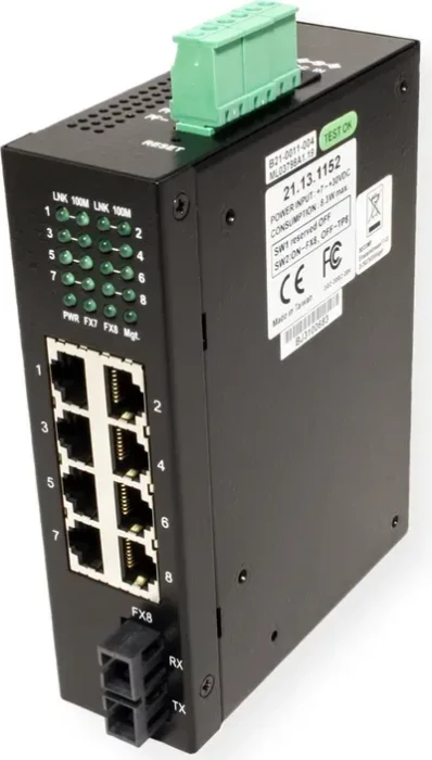 Roline Industrial Railmount Switch, 7x RJ-45, 1x RJ-45/SC-Duplex
