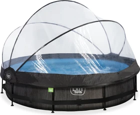 Exit Toys Black Wood Frame Pool mit Filterpumpe und Abdeckung rund 360x76cm