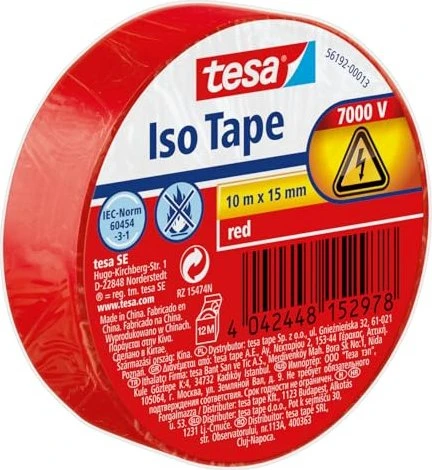 tesa Iso Tape rot, Isolierband, 15mm/10m, 1 Stück