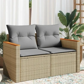 vidaXL Gartensofa mit Kissen 124cm 2-Sitzer grau/beige