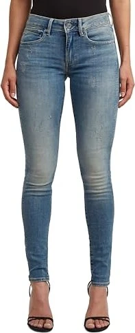 G-Star Midge Zip Mid Waist Skinny Jeans light vintage aged destroy (Damen)
