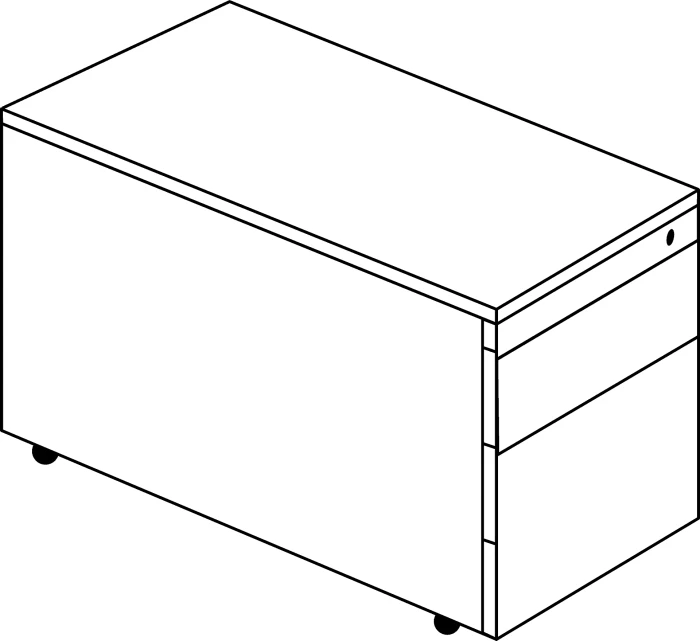 mauser Rollcontainer line, 1x Utensilienauszug, 1x Materialschublade, 1x Hängeregistratur, reinweiß/ahorn/weißaluminium