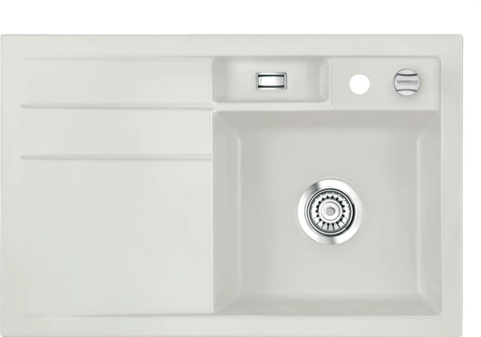 systemceram Bela 78 Einbau Becken rechts mit Ablauffernbedienung alu