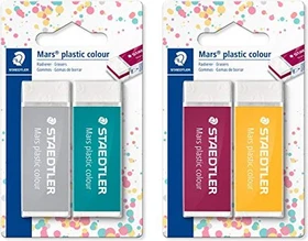 Staedtler Radierer Mars plastic colour, türkis/mehrfarbig/weiß, 2er-Pack