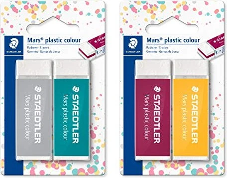 Staedtler Radierer Mars plastic colour, türkis/mehrfarbig/weiß, 2er-Pack