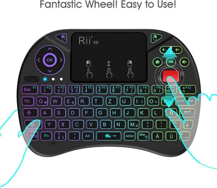 Riitek Rii X8 Mini Keyboard, schwarz, USB, DE