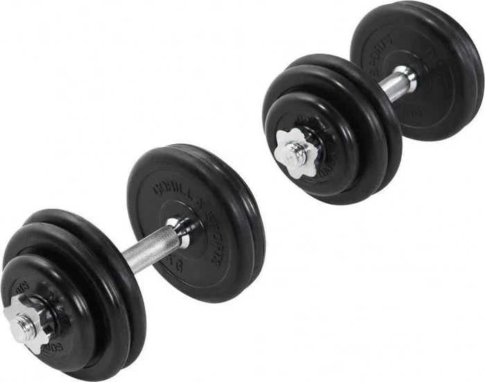 Gorilla Sports Gummi Kurzhanteln Sternverschluss Hantelstangen Set 30kg