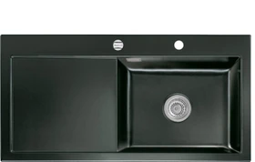 systemceram Mera 100 SL Einbau Becken rechts mit Ablauffernbedienung nero