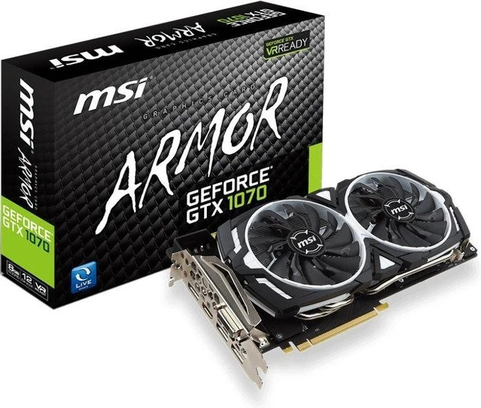 MSI GeForce GTX 1070 Armor 8G OC, 8GB GDDR5, DVI, HDMI, 3x DP